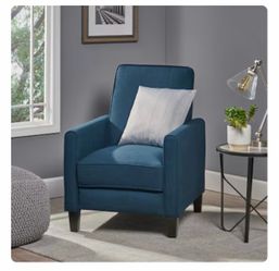 Streamdale Furniture Streamdale Navy Blue Fabric Push Back Chair for Elegant Home Decor