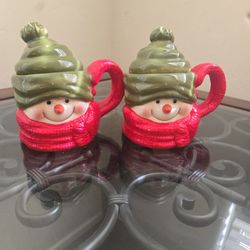 🎄 Hallmark Mitford Snowman Mug Set – With Lids (Set of 2)