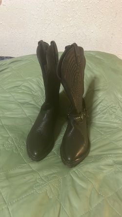 Black Leather Cowboy Boots with Harness