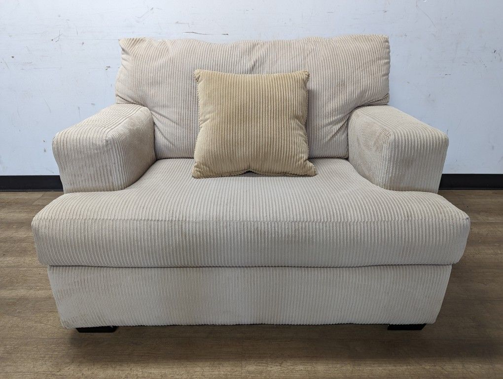 Modern Beige Corduroy Oversized Chair