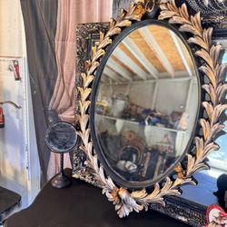Dark Victorian  Oval Antique Mirror