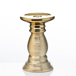 12 Gold Pillar Candle Holders And Glass Vases 