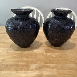 2 Mosaic Purple With Black Vase