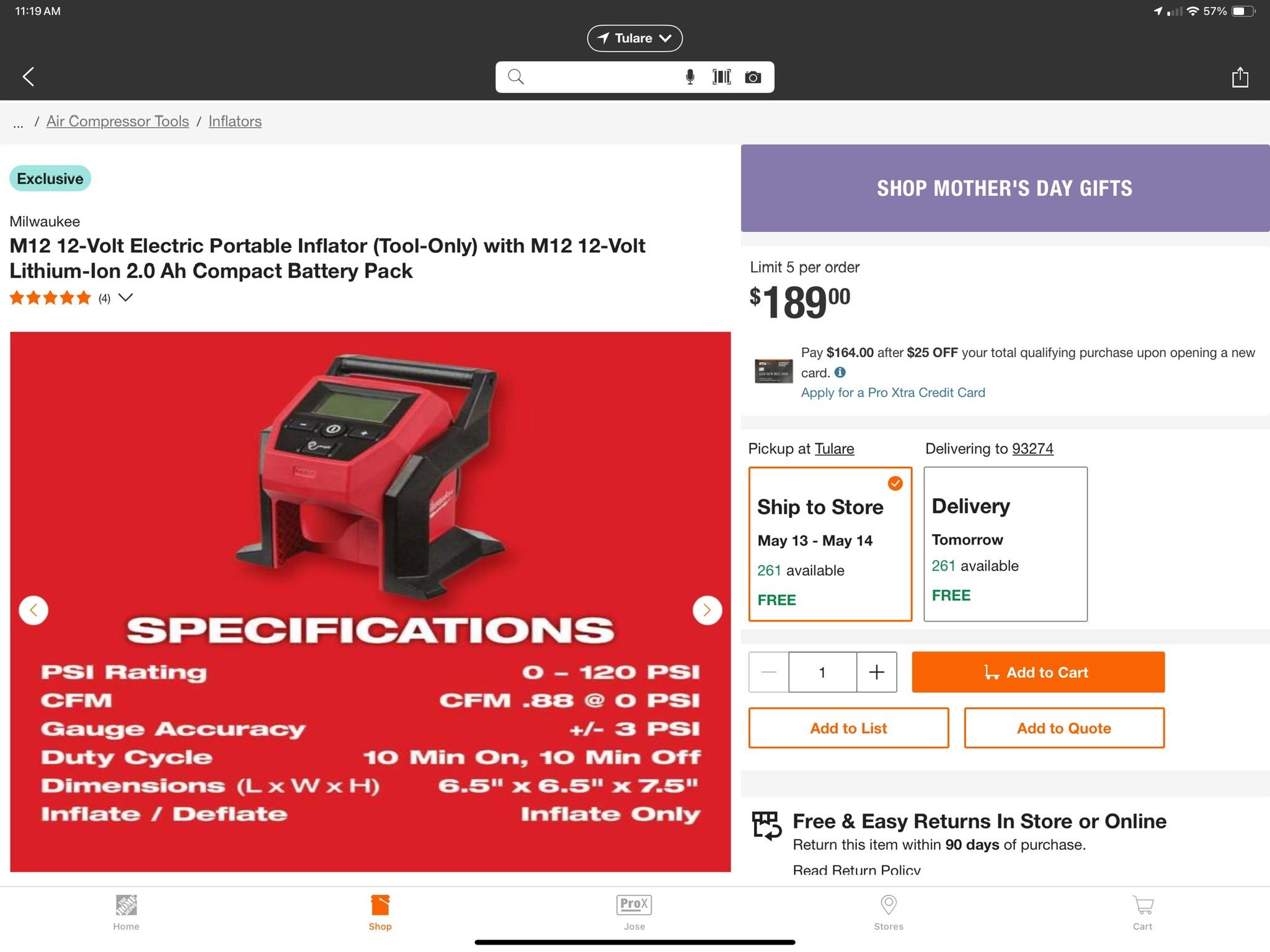 M12 Milwaukee Inflator With Accessory Parts, Battery And M12 Charger.