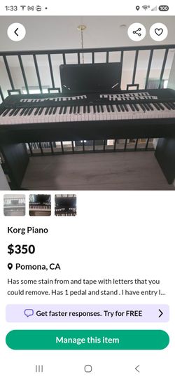 Korg piano with stand and books