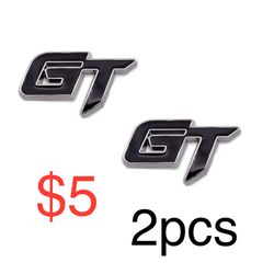  GT Emblem Premium 3D Car GT Badge Racing Car Sticker Decorative Decal Replacement Parts Car Hood Door Side Fender Trunk Self-Adhesive Logo Namepl
