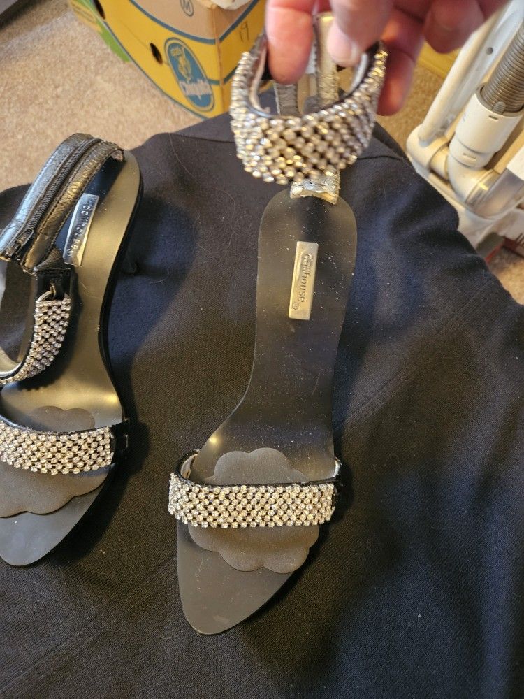 Like New! Rhinestone And Black Stilettos