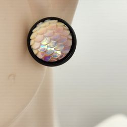 White Mermaid Scale Earrings 