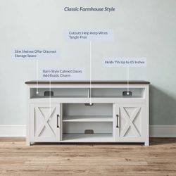 TV Stand, Contemporary Entertainment Center for TVs up to 65", Media Console Wood Table