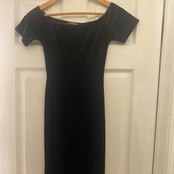 Holiday Black Velvet Party Dress Size XS
