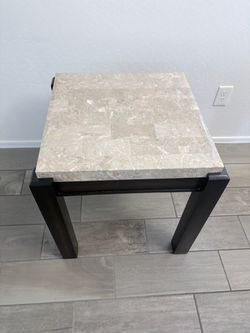 Marble Top End Table with Dark Base
