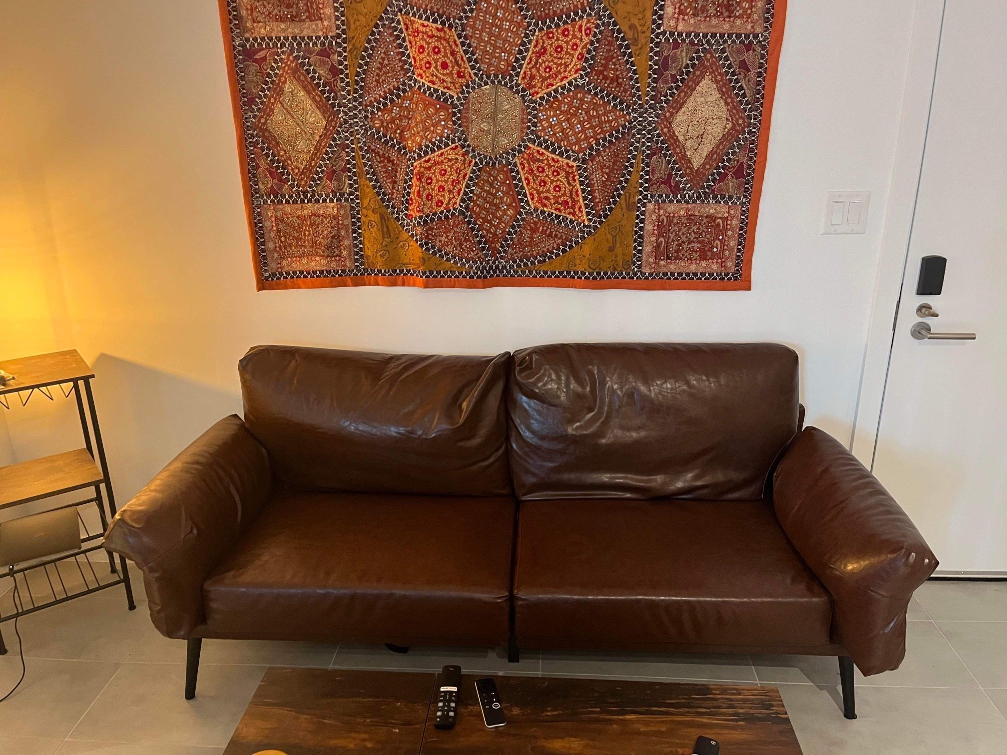Brown Faux Leather Couch