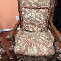 Sofa And 2 Wood An Upholstered Arm Chairs With Cushion