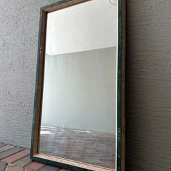 Vintage Italian Pink / Green Tessellated stone Accent Wall / Hanging Mirror 