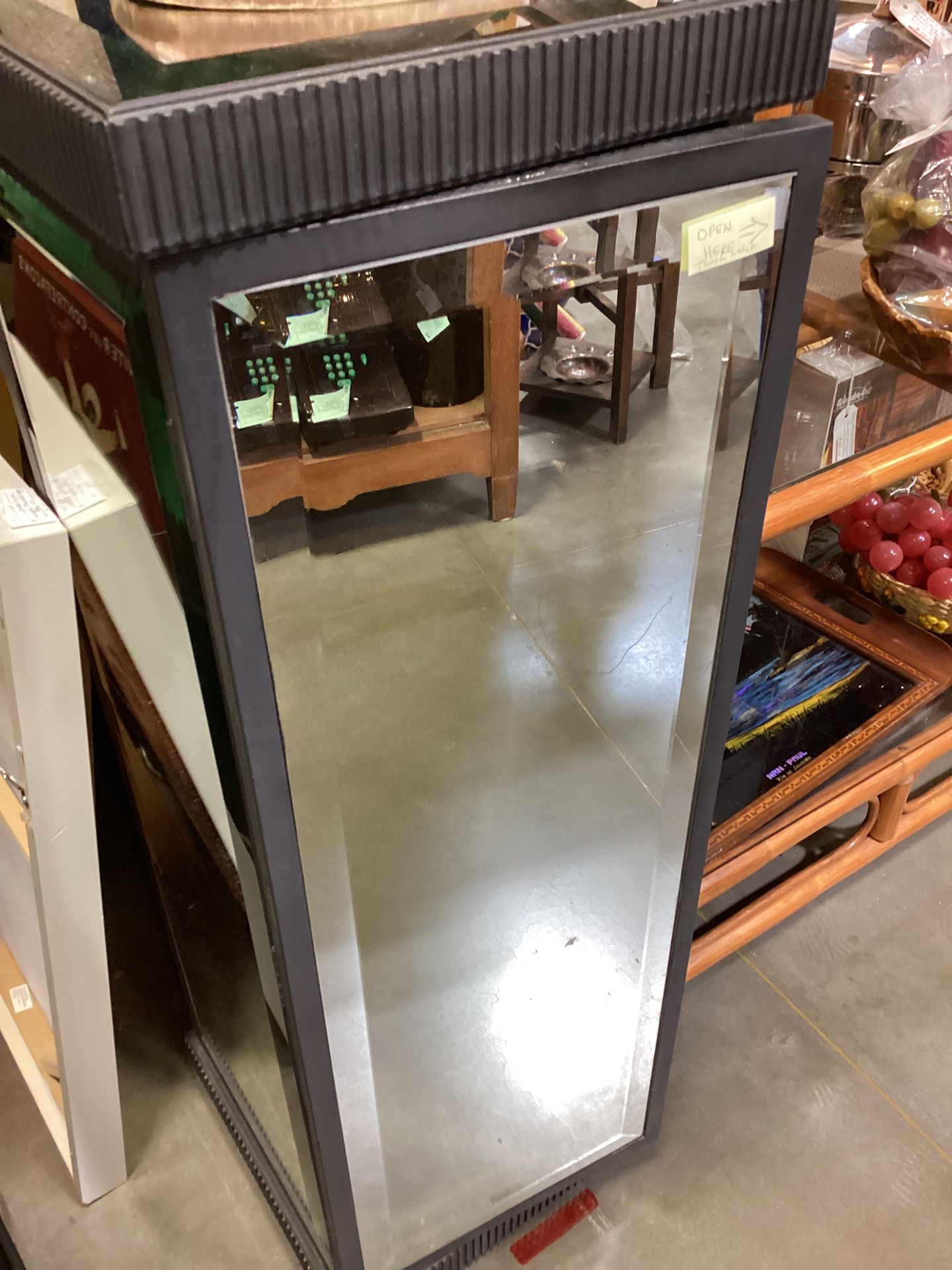 Mirror Mirrored Pedestal Cabinet With “secret door” For Storage