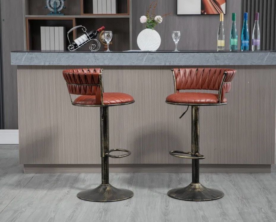 COOLMORE Swivel Bar Stools Set of 2 Adjustable Counter Height Chairs with Footrest