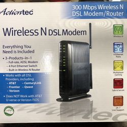 Actiontec Wireless N DSL Modem, 4 Port Switch, Router 