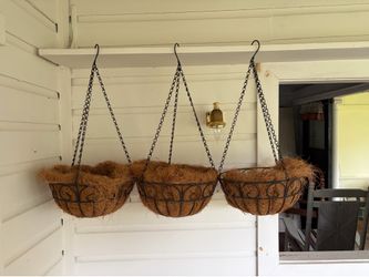 Three hanging planters