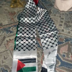 Palestinian Keffiyeh Pattern Scarf with Flag Print