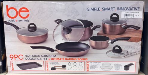 Basic Essentials 9-Piece Non-Stick Aluminum Cookware Set