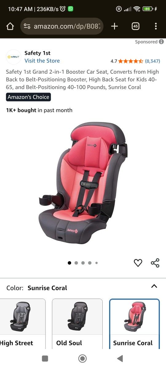Brand new Car Seat for Kids (30-100pounds) Safety 1st Grand 2-in1 Booster seat