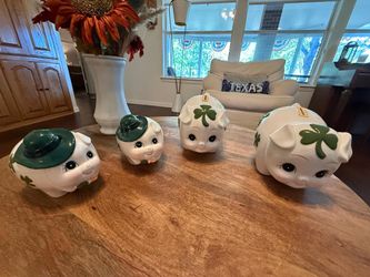 Vintage Lefton porcelain Pig Banks.