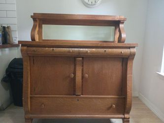 Antique Tiger wood buffet table