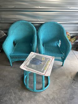 Wickers Chairs And Table with new Glass