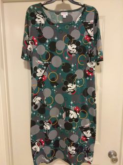 Lularoe Disney Mickey mouse Green Gray Julia XL