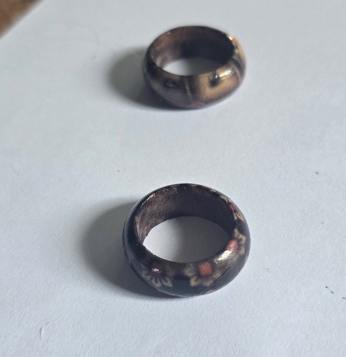 SET OF 2 BAMBOO HAND PAINTED NEW SIZE  6 RING S