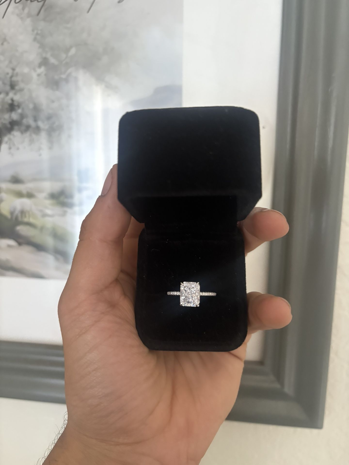 3ct Rectangle Solitaire Wedding Engagement Promise Ring Sizes 5-10