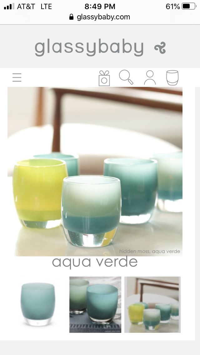 Glassybaby Aqua Verde turquoise green blue yellow hand blown glass votive candle holder🕯