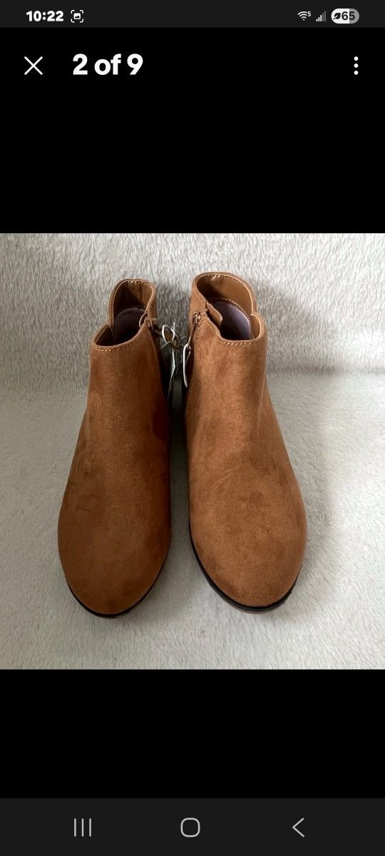 NEW! Cat & Jack Boots Girls Sz 5 Opal Brown Booties Zipper *Flaw