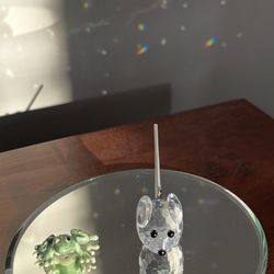 🐭✨ Retired 1990 Swarovski Crystal Mouse – Collector’s Item + Bonus Frog & Mirror!