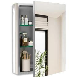 NIB 20 x 26 Inch Bathroom Medicine Cabinet with Beveled Edge Mirrored Door,Medicine Cabinet,Bathroom Mirror Cabinet,Home Medicine Cabinets with 2 Adju