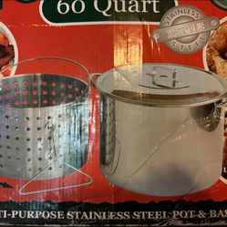60 Quart Stock Pot Turkey Fryer Stainless 