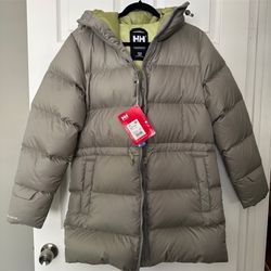 Helly Hansen Essence Gray Down Parka Jacket Size Medium