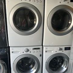 LG front-load washer and dryer with a three-month warranty in good condition. Free delivery in the Oakland area. Outside the Oakland area, there's a s