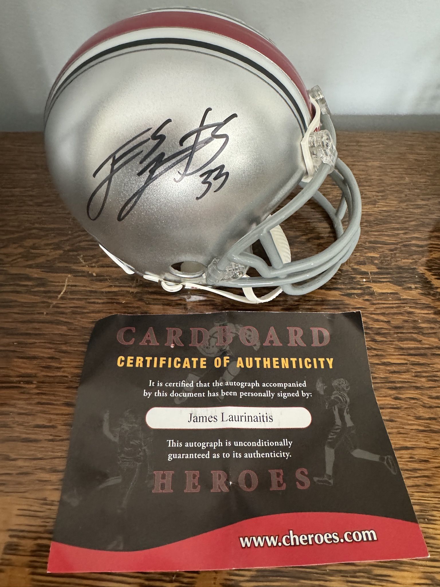 James Laurinaitus Autographed Ohio State Helmet with COA!
