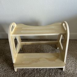 Wooden Height-Adjustable 2-Step Stool for Toddler Kids, Portable