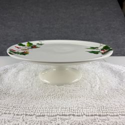 Ciroa "Holly & Flower" Porcelain Cake Stand 12" Holiday Pedestal Plate