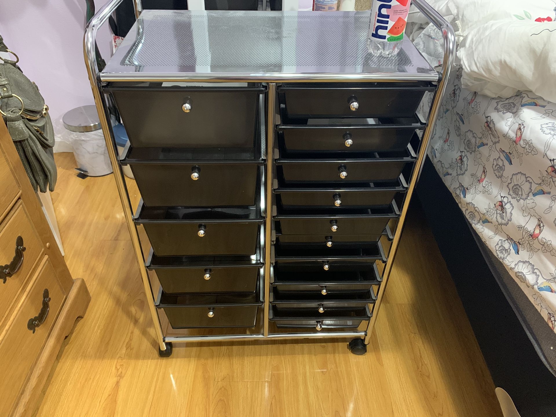 Plastic and chrome drawers