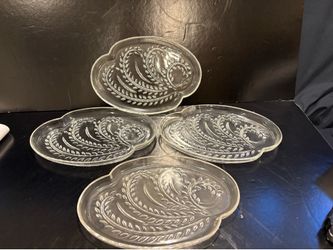 4 Vintage Snack Tea Plates Homestead Wheat by Federal Glass Company 10” x 7”