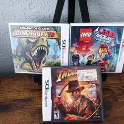 Nintendo DS, 3DS Game Boxes + Manuals: Lego Movie, Indiana Jones, Dinosaurs 3D