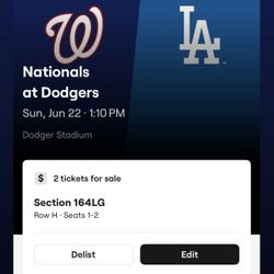 Dodger tickets For 6/22 