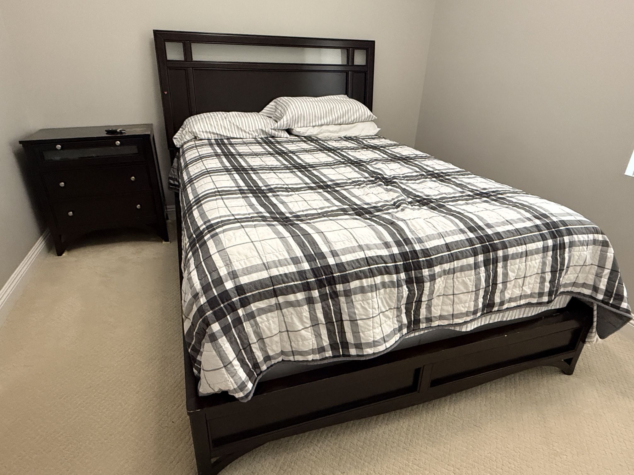 Queen Size Bed frame With Mattress Box And Night Stand