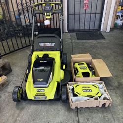 RYOBY 80V HP Brushless Battery Cordless Electric 30 in. Multi-Blade Lawn Mower with Battery and Charger