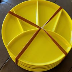 Set of 6 Vintage MCM Melamine Divided Plate Set