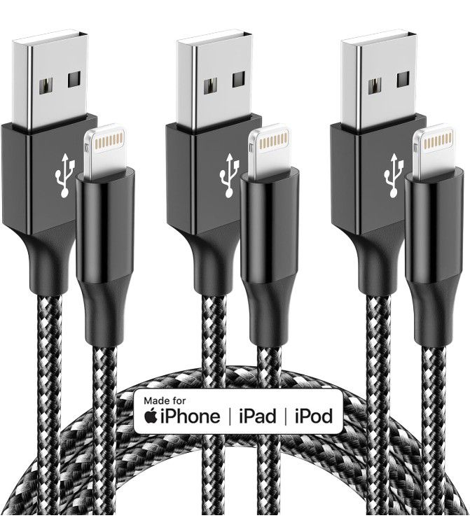 iPhone Charger Fast Charging 3 Pack 10 FT Lightning Cable Nylon Braided iPhone Charger Cord Compatible with iPhone 14 13 12 11 Pro Max XR XS X 8 7 6 P