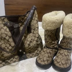 Authentic Vintage Coach Bag And Boots Set